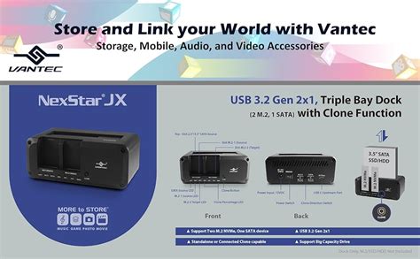 NexStar JX; USB 3.2 Gen 2x1; Triple Bay Dock (Dual M.2; Single SATA) With Clone Function